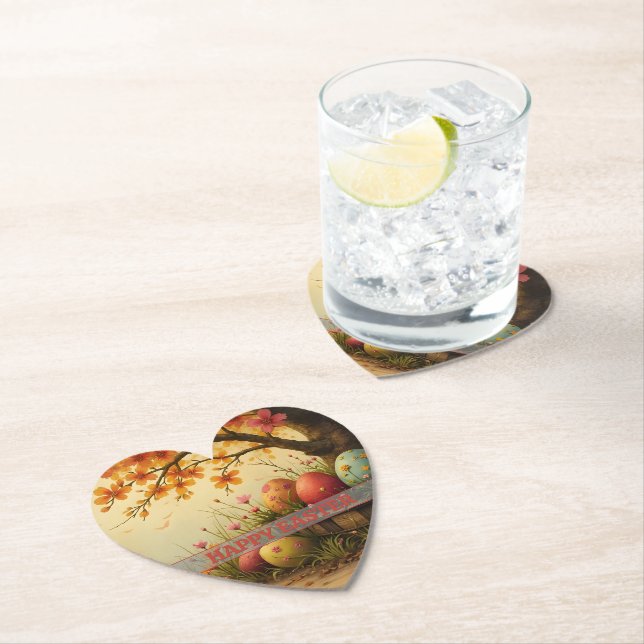 Spring Blossom Magic with Easter Egg Splendour Paper Coaster (Insitu)