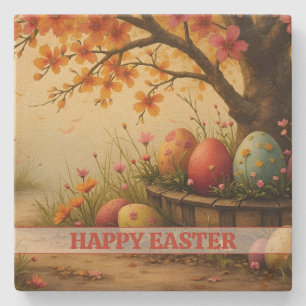 Spring Blossom Magic with Easter Egg Splendour Stone Coaster