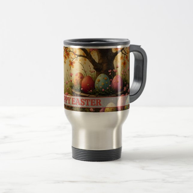 Spring Blossom Magic with Easter Egg Splendour Travel Mug (Front Right)
