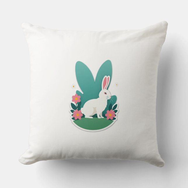Spring Blossom Minimal Rabbit Cushion (Front)