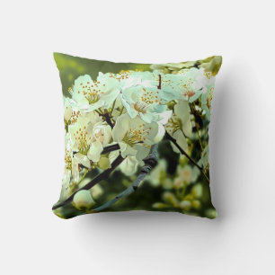 Spring Blossom Ornamental Illustration Green Cushion