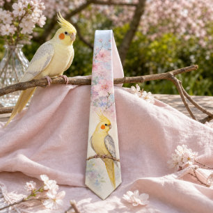 Spring Blossom Watercolor Cockatiel Tie