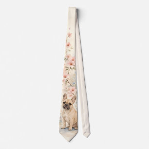 Spring Blossom Watercolor French Bulldog Tie