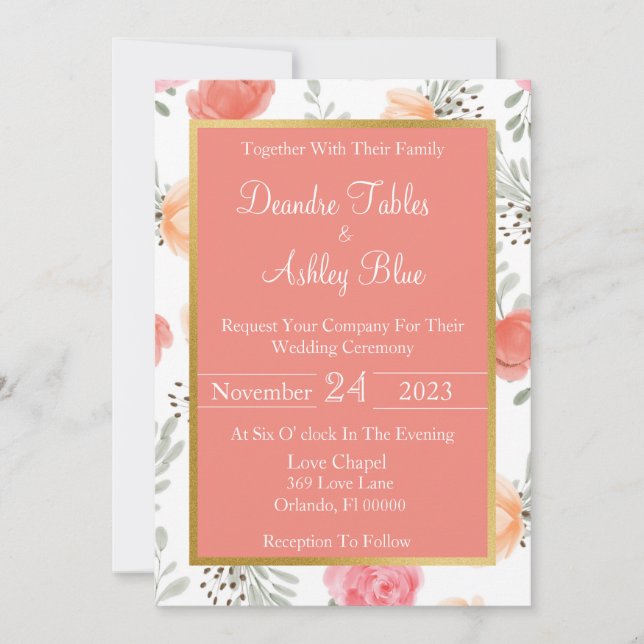 Spring Blossom Wedding Invitation (Front)