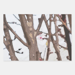 Spring Blossom Wrapping Paper Flat Sheet Set of 3