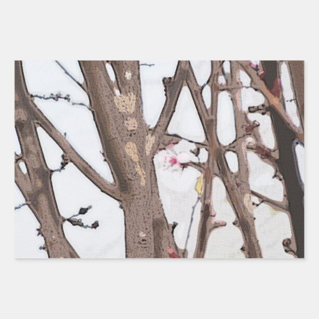 Spring Blossom Wrapping Paper Flat Sheet Set of 3 (Front 3)
