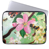 Spring Blossoming Tree with Bees