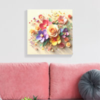 Spring Blossoms 3D Greeting Card - Vibrant Roses
