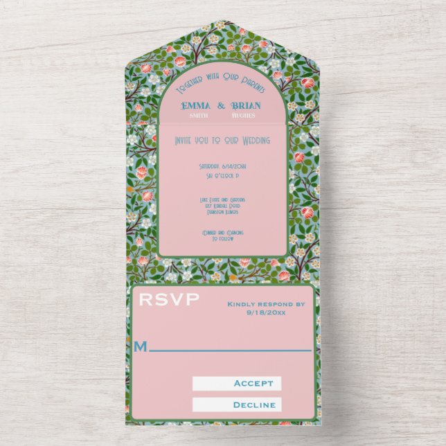 Spring Blossoms All in One Wedding Invite (Inside)