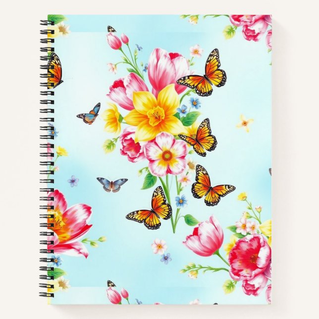 Spring Blossoms and Butterflies Notebook (Front)