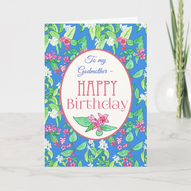 Spring Blossoms Birthday Card for Godmother (Front)