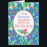 Spring Blossoms Birthday Card for Granddaughter<br><div class="desc">A pretty floral Birthday Card for a Granddaughter,  with a pattern of Mock Orange and Weigela on a bright blue background. The design is from a hand-painted watercolour and the lettering is in deep pink and you can customise the inside message.</div>
