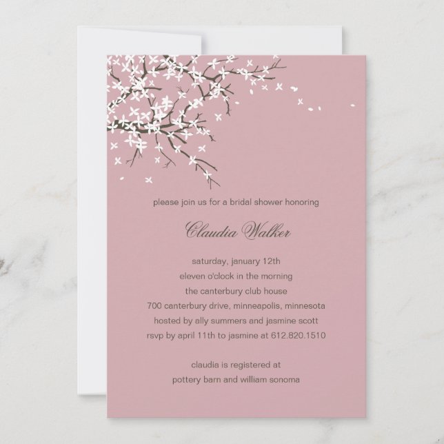 Spring Blossoms Bridal Shower Invitation (Dahlia) (Front)