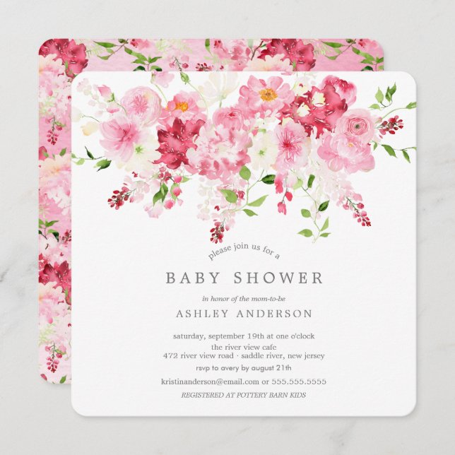 Spring Blossoms Floral Baby Shower Invitation (Front/Back)
