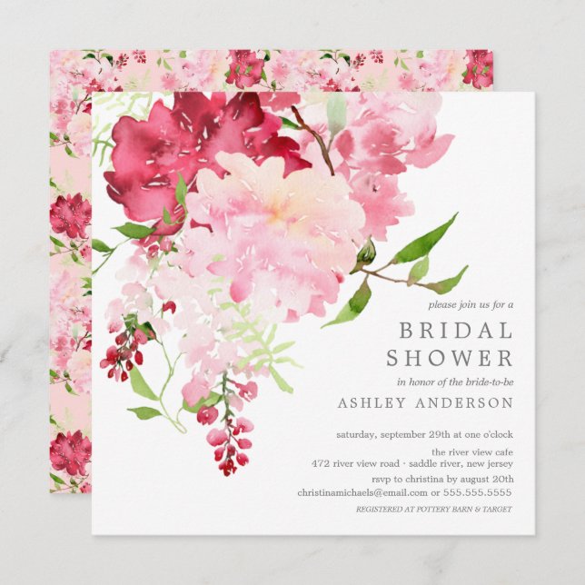 Spring Blossoms Floral Bridal Shower Invitation (Front/Back)