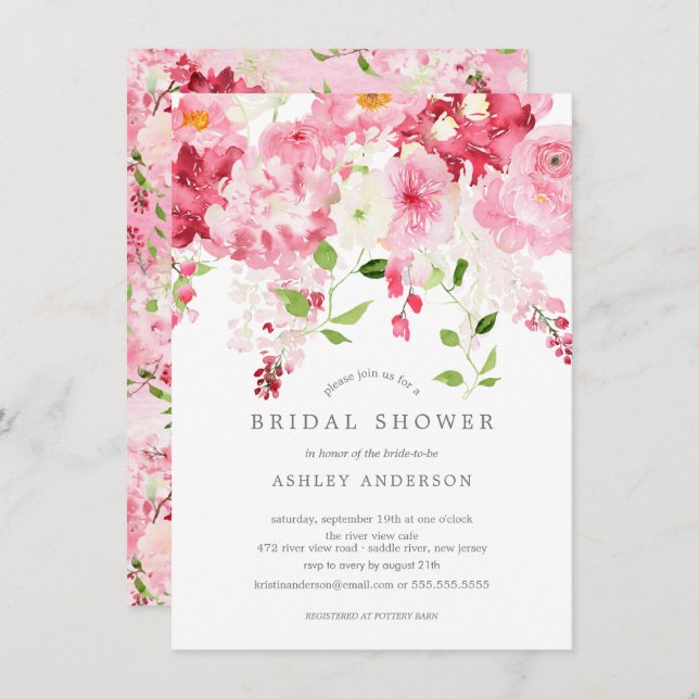 Spring Blossoms Floral Bridal Shower Invitation (Front/Back)