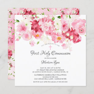 Spring Blossoms Floral Communion Invitation