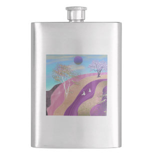 Spring Blossoms Landscape Hip Flask