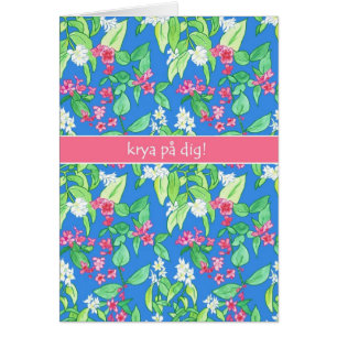 Spring Blossoms on Blue Swedish Language Get Well