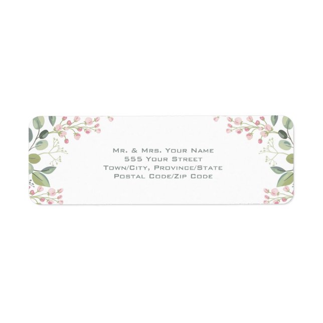 Spring Blossoms Pink Floral Mint Green Wedding (Front)