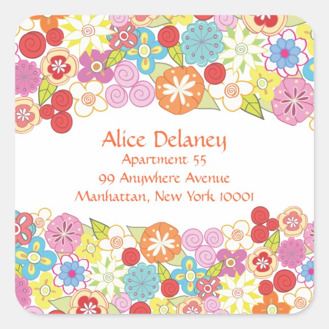 Spring Blossoms Return Address Labels Stickers (Front)