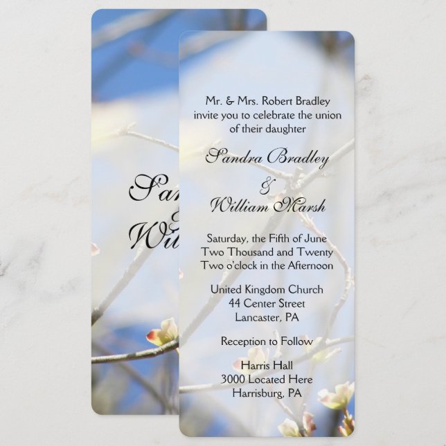 Spring Blossoms Wedding Invitation (Front/Back)