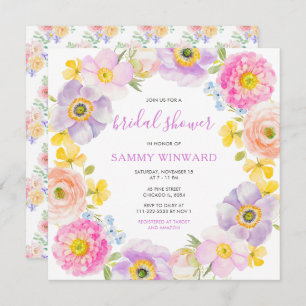 Spring Blossoms Wildflowers Bridal Shower Invitation