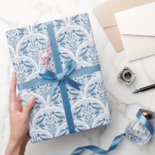 Spring Blue and White Floral Botanical Pattern Wrapping Paper