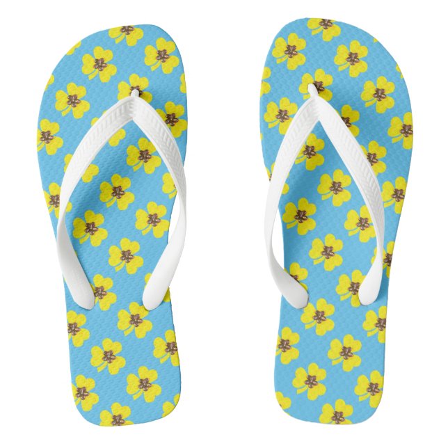 Spring blue and yellow, yellow clovers jandals (Footbed)