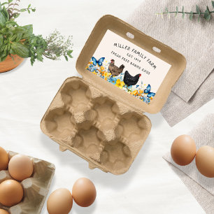 Spring Blue Butterflies Egg Carton Rectangular Sticker
