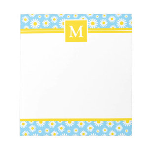Spring Blue Daisies Monogram  Notepad
