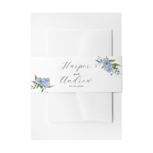 Spring Blue Floral Wedding  Invitation Belly Band