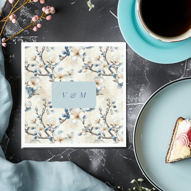 Spring Blue White Blossoms Wedding  Napkin (Creator Uploaded)