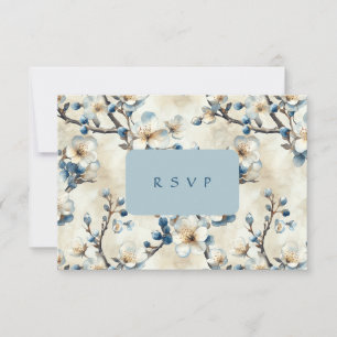 Spring Blue White Blossoms Wedding  RSVP Card