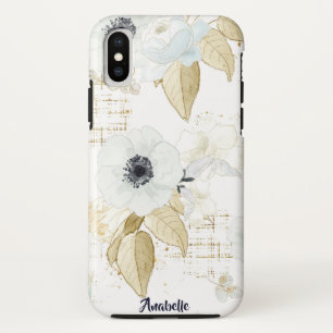 Spring Blue & White Flowers Pattern Monogram Case-Mate iPhone Case