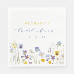 Spring Blue & Yellow Wildflowers Bridal Shower Napkin