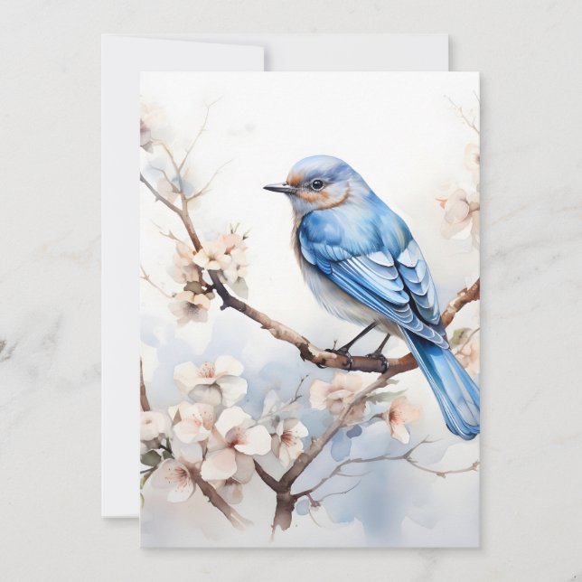 Spring Bluebird in the Blossoming Tree Announcement (Front)