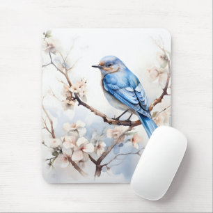 Spring Bluebird in the Blossoming Tree Mouse Pad
