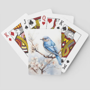 Spring Bluebird in the Blossoming Tree Playing Cards