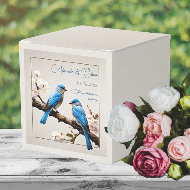 Spring Bluebirds Wedding Favour Box (Spring Bluebirds Wedding Favor Box)