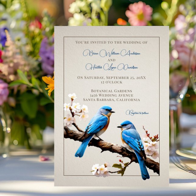 Spring Bluebirds Wedding Invitation (Spring Bluebirds Wedding Invitation)