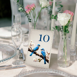 Spring Bluebirds Wedding Table Number