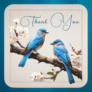 Spring Bluebirds Wedding Thank You Square Sticker