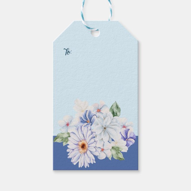 Spring Blues Florals Customisable Gift Tags (Front)
