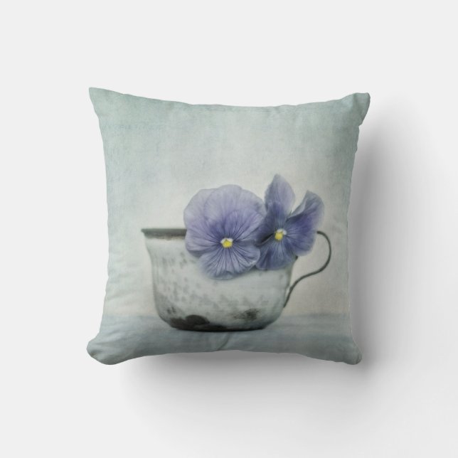 spring blues with a hint of yellow (Pansy Pillow) Cushion (Front)