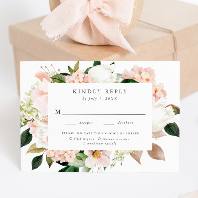 Spring Blush Floral Meal Choice RSVP Card (Creator Uploaded)