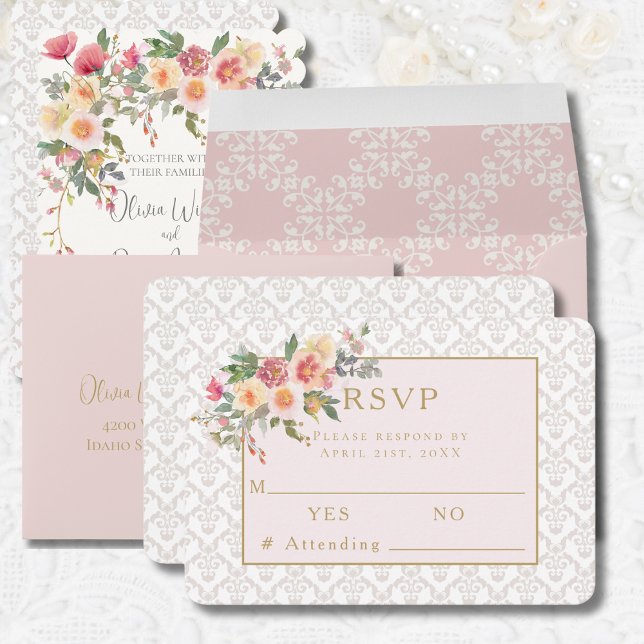 Spring Blush Floral Wedding Response RSVP Card (Creator Uploaded)