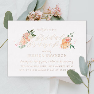 Spring Blush Peach Watercolor Floral Bridal Brunch