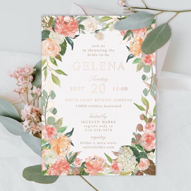 Spring Blush Peach Watercolor Floral Bridal Shower (Creator Uploaded)