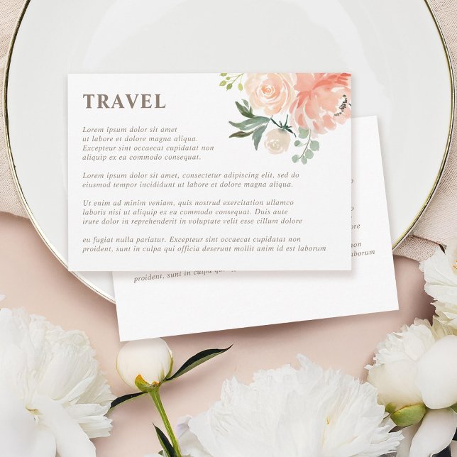Spring Blush Peach Watercolor Florals Travel Enclosure Card (Creator Uploaded)